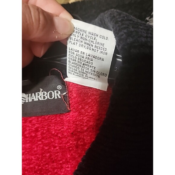 Sag Harbor Women’s Large Red Black Zip Up Sweater Jacket Soft Knit Retro - Picture 7 of 7